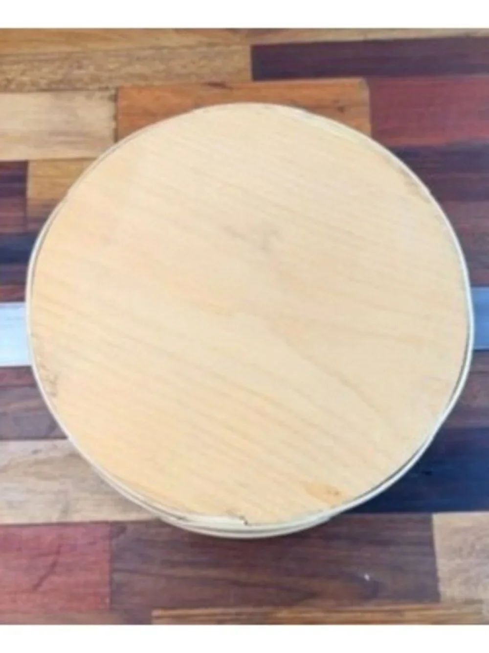Handcrafted round Shaker-style bentwood storage box